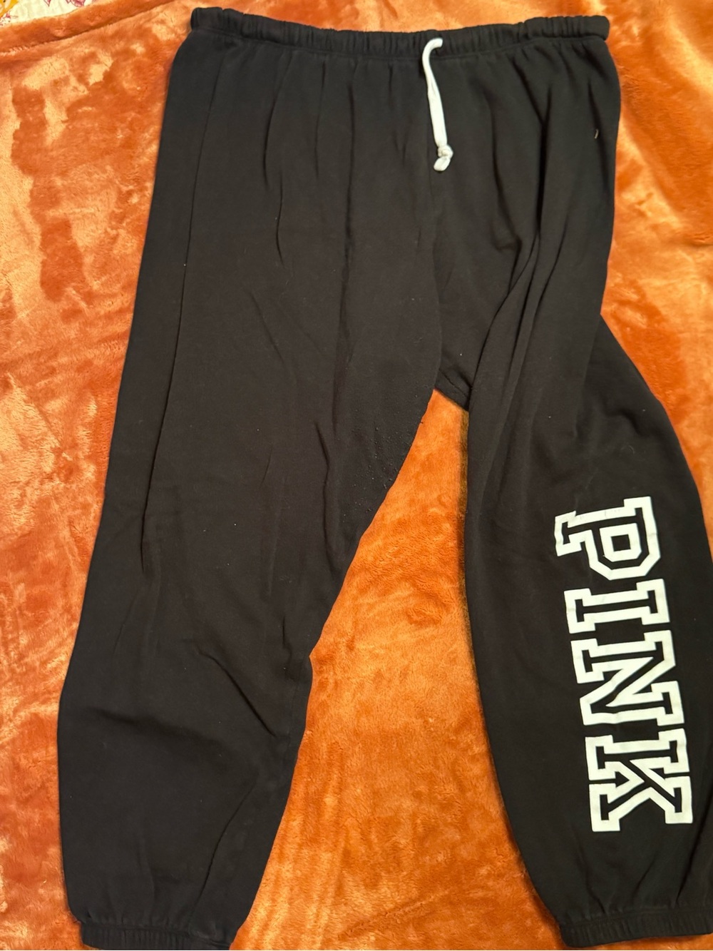 PINK Victoria's Secret Black Lounge Sweatpants with White Label